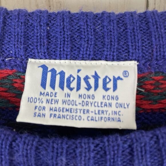 Vintage Meister Ski Sweater 100% Wool Fair Isle Sweater Men’s XL Nordic - Picture 4 of 8